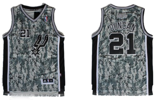 San Antonio Spurs #21 Tim Duncan Revolution 30 Swingman Camo Jersey
