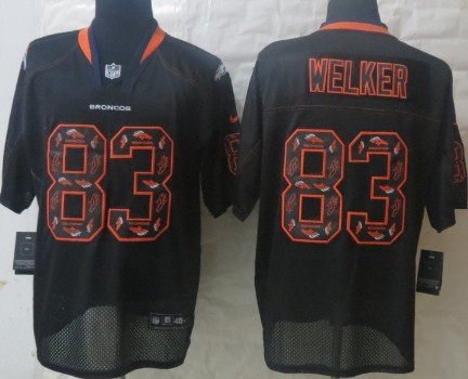 Nike Denver Broncos #83 Wes Welker Lights Out Black Ornamented Elite Jersey