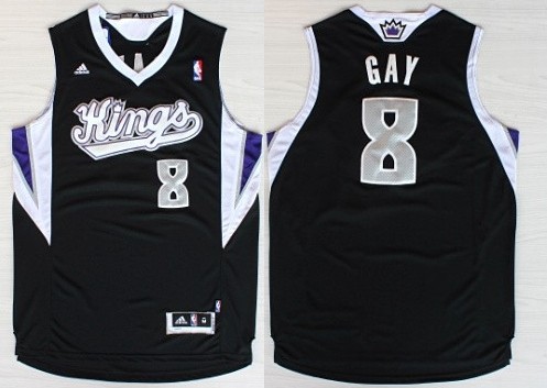Sacramento Kings #8 Rudy Gay Revolution 30 Swingman Black Jersey 