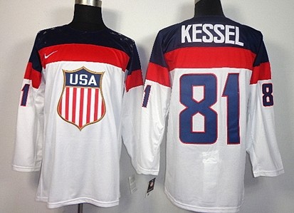 2014 Olympics USA #81 Phil Kessel White Jersey 