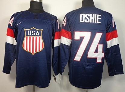 2014 Olympics USA #74 T.J. Oshie Navy Blue Jersey 