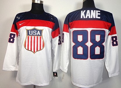 2014 Olympics USA #88 Patrick Kane White Jersey 
