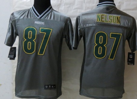 Nike Green Bay Packers #87 Jordy Nelson 2013 Gray Vapor Kids Jersey