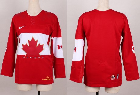 2014 Olympics Canada Blank Red Womens Jersey 