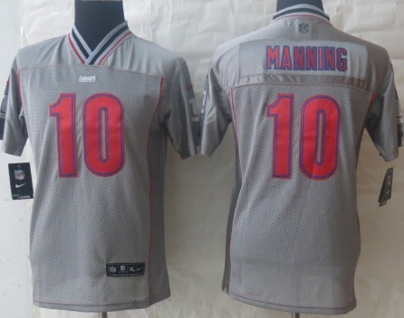 Nike New York Giants #10 Eli Manning 2013 Gray Vapor Kids Jersey 