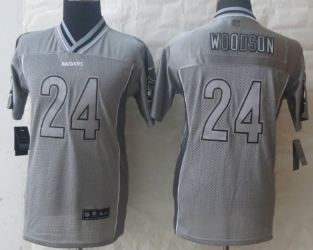 Nike Oakland Raiders #24 Charles Woodson 2013 Gray Vapor Kids Jersey