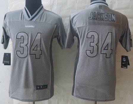 Nike Oakland Raiders #34 Bo Jackson 2013 Gray Vapor Kids Jersey