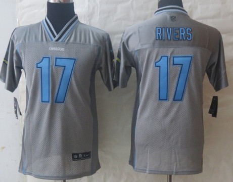 Nike San Diego Chargers #17 Philip Rivers 2013 Gray Vapor Kids Jersey 