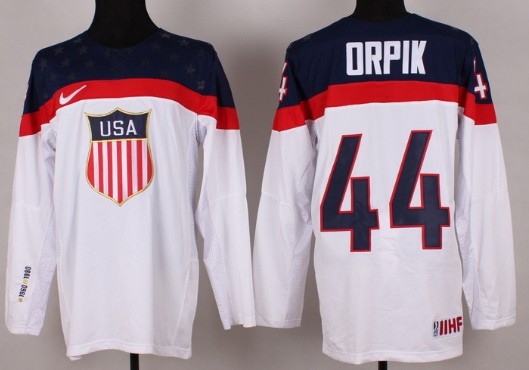 2014 Olympics USA #44 Brooks Orpik White Jersey 