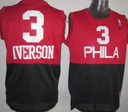 Philadelphia 76ers #3 Allen Iverson Red/Black Swingman Jersey