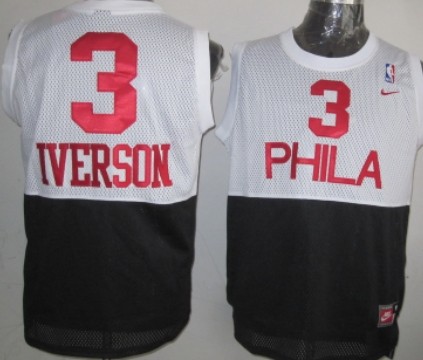 Philadelphia 76ers #3 Allen Iverson White/Black Swingman Jersey