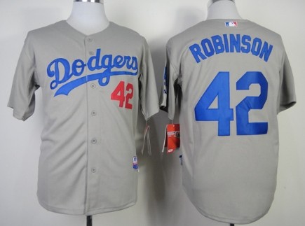 Los Angeles Dodgers #42 Jackie Robinson 2014 Gray Cool Base Jersey 
