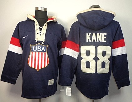 2014 Old Time Hockey Olympics USA #88 Patrick Kane Navy Blue Hoodie