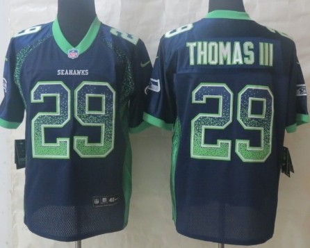 Nike Seattle Seahawks #29 Earl Thomas III Drift Fashion Blue Elite Jersey 