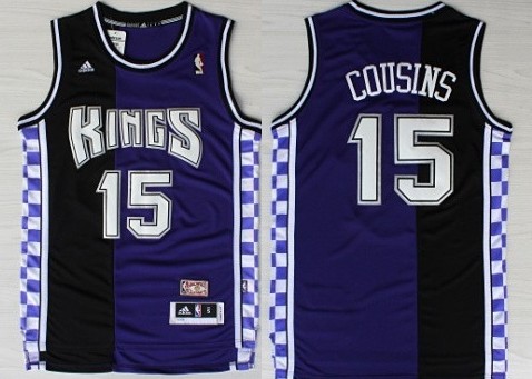 Sacramento Kings #15 DeMarcus Cousins Purple/Black Swingman Throwback Jersey
