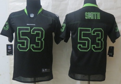 Nike Seattle Seahawks #53 Malcolm Smith Lights Out Black Kids Jersey 