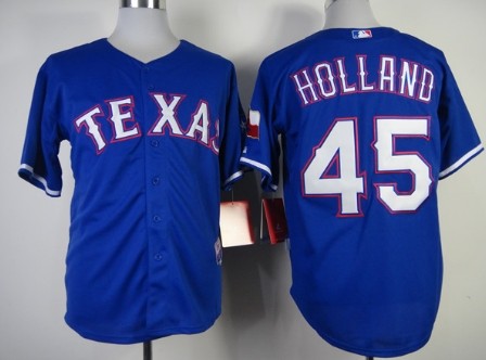 Texas Rangers #45 Derek Holland 2014 Blue Jersey 