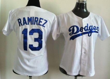 Los Angeles Dodgers #13 Hanley Ramirez White Womens Jersey 