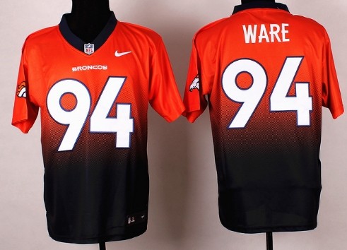 Nike Denver Broncos #94 DeMarcus Ware Orange/Navy Fadeaway Elite Jersey 