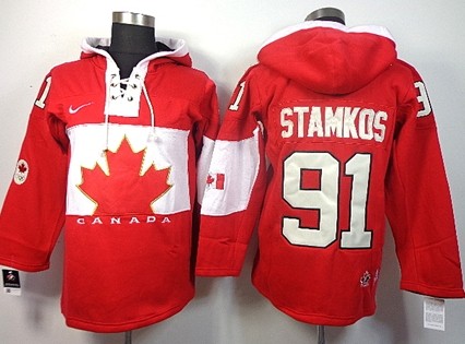 2014 Old Time Hockey Olympics Canada #91 Steven Stamkos Red Hoodie