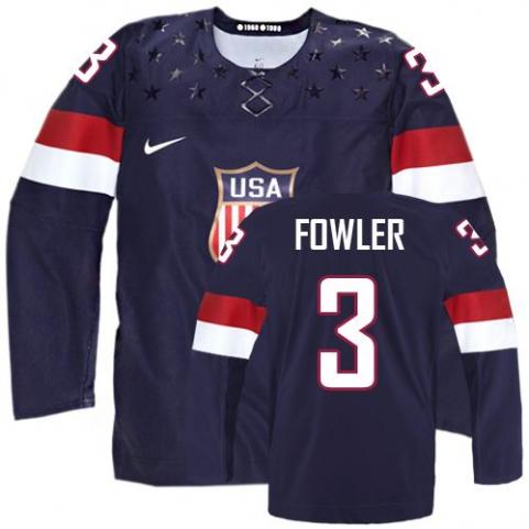 2014 Olympics USA #3 Cam Fowler Navy Blue Jersey