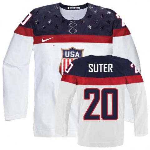 2014 Olympics USA #20 Ryan Suter White Jersey