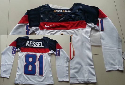 2014 Olympics USA #81 Phil Kessel White Womens Jersey 