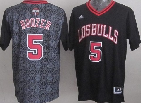 Chicago Bulls #5 Carlos Boozer Revolution 30 Swingman 2014 Noche Latina Black Jersey 