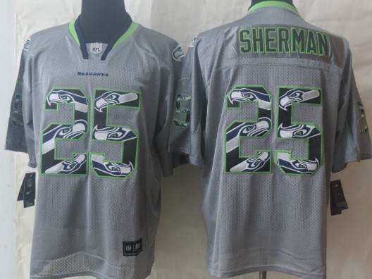 Nike Seattle Seahawks #25 Richard Sherman Lights Out Gray Ornamented Elite Jersey 