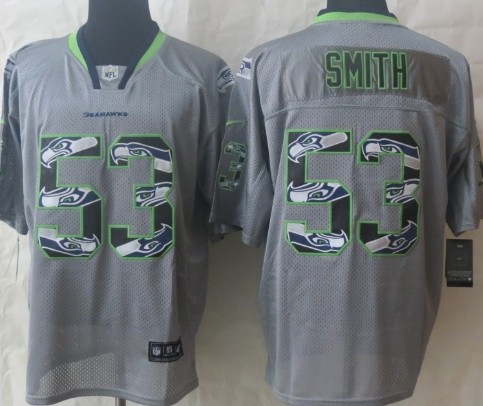 Nike Seattle Seahawks #53 Malcolm Smith Lights Out Gray Ornamented Elite Jersey 