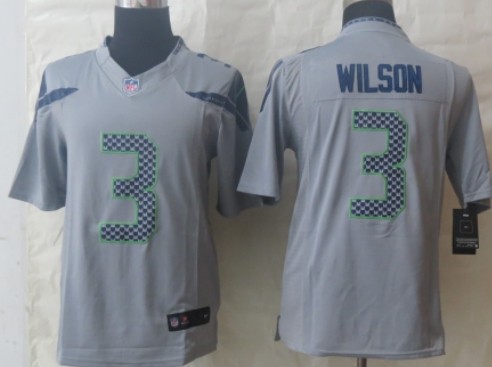 Nike Seattle Seahawks #3 Russell Wilson Gray Limited Jersey 