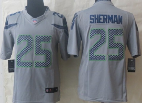 Nike Seattle Seahawks #25 Richard Sherman Gray Limited Jersey 