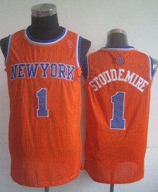 New York Knicks #1 Amare Stoudemire Orange Swingman Jersey