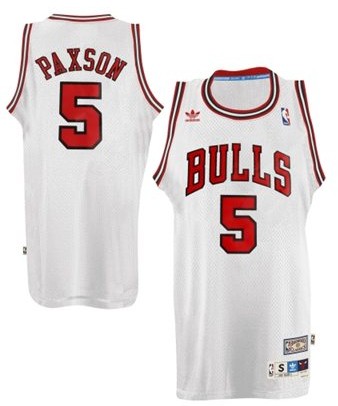 Chicago Bulls #5 John Paxson White Swingman Throwback Jersey
