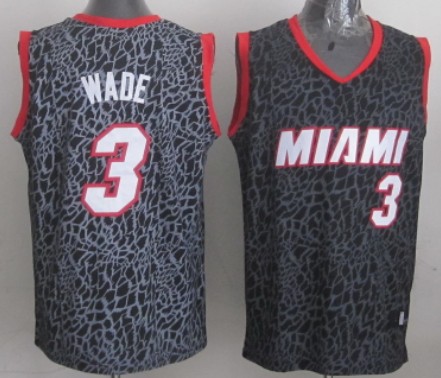 Miami Heat #3 Dwyane Wade Black Leopard Print Fashion Jersey