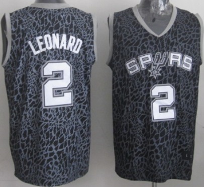 San Antonio Spurs #2 Kawhi Leonard Black Leopard Print Fashion Jersey