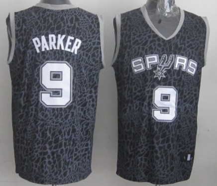 San Antonio Spurs #9 Tony Parker Black Leopard Print Fashion Jersey