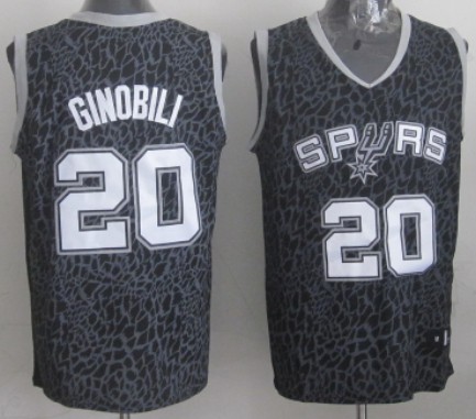 San Antonio Spurs #20 Manu Ginobili Black Leopard Print Fashion Jersey