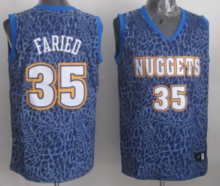 Denver Nuggets #35 Kenneth Faried Blue Leopard Print Fashion Jersey
