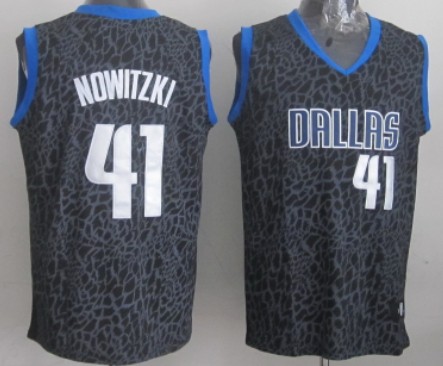 Dallas Mavericks #41 Dirk Nowitzki Black Leopard Print Fashion Jersey