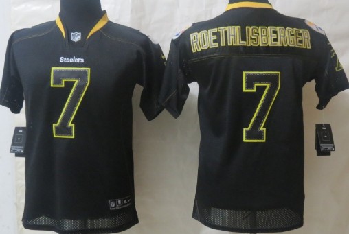 Nike Pittsburgh Steelers #7 Ben Roethlisberger Lights Out Black Kids Jersey 