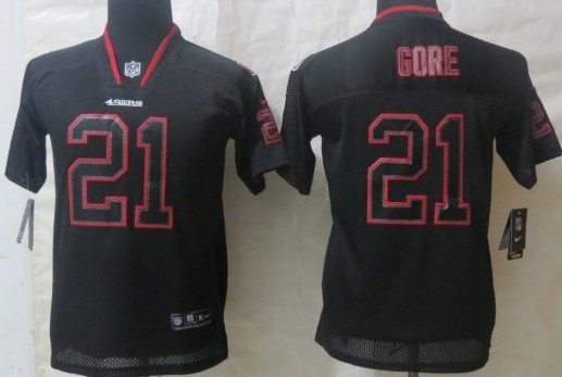 Nike San Francisco 49ers #21 Frank Gore Lights Out Black Kids Jersey 