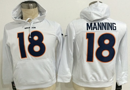 Nike Denver Broncos #18 Peyton Manning White Hoodie