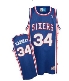 Philadelphia 76ers #34 Charles Barkley Blue Swingman Throwback Jersey 