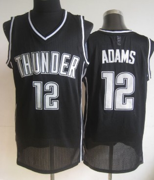 Oklahoma City Thunder #12 Steven Adams Black With White Swingman Jersey 