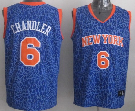 New York Knicks #6 Tyson Chandler Blue Leopard Print Fashion Jersey