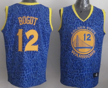 Golden State Warriors #12 Andrew Bogut Blue Leopard Print Fashion Jersey