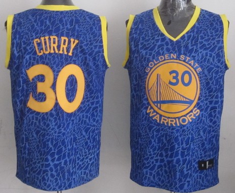 Golden State Warriors #30 Stephen Curry Blue Leopard Print Fashion Jersey