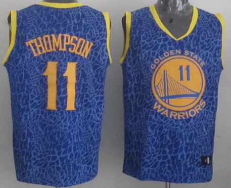 Golden State Warriors #11 Klay Thompson Blue Leopard Print Fashion Jersey