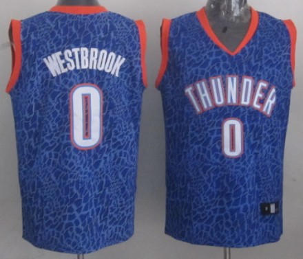 Oklahoma City Thunder #0 Russell Westbrook Blue Leopard Print Fashion Jersey